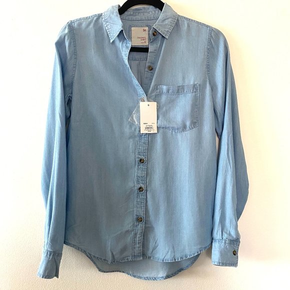 SO Tops - SO Button Down Denim Top